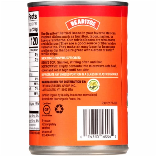 Bearitos Low Fat Organic Traditional Refried Beans Perspective: left