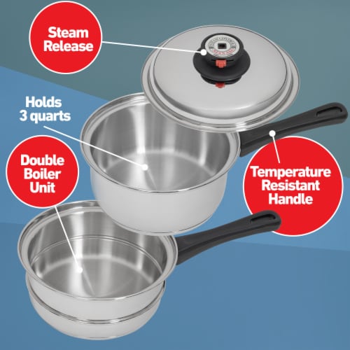 Maxam 9-Element Waterless Cookware Set Durable Stainless Steel  Construction, 17 Pieces, 1 - Baker's