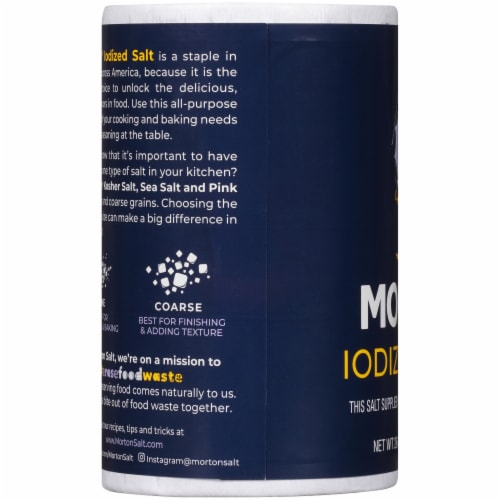 Morton® Iodized Table Salt Perspective: left