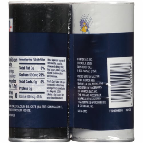Morton® Iodized Salt & McCormick® Black Pepper Perspective: left