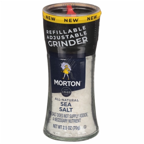 Morton® Sea Salt Refillable Grinder Perspective: left