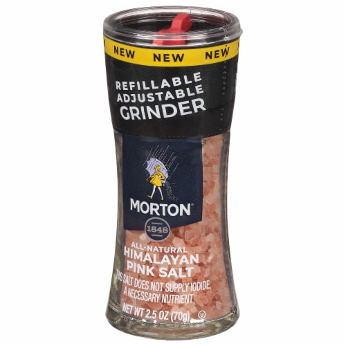 Morton® Himalayan Pink Salt Grinder Perspective: left
