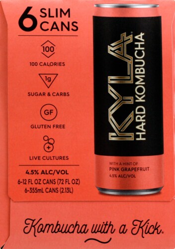 KYLA Pink Grapefruit Hard Kombucha Perspective: left