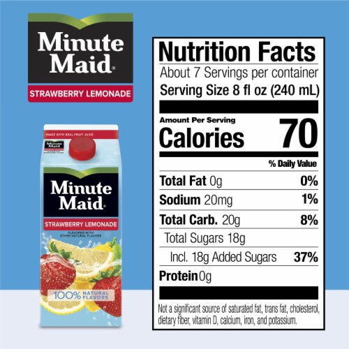 Minute Maid Strawberry Lemonade, Fruit Drink, 59 fl oz Perspective: left