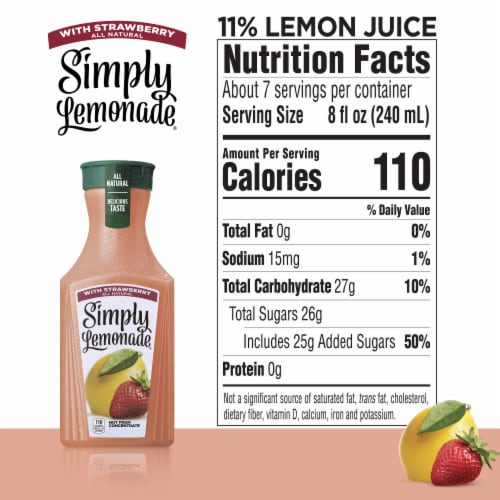 Simply Lemonade with Strawberry Fruit Juice Drink Perspective: left