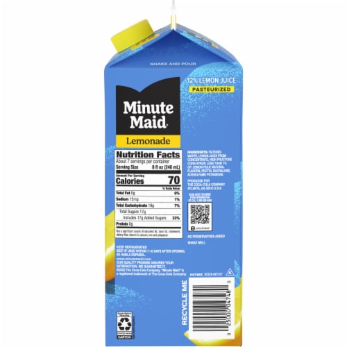 Minute Maid Premium Lemonade 100% Natural Flavors Perspective: left