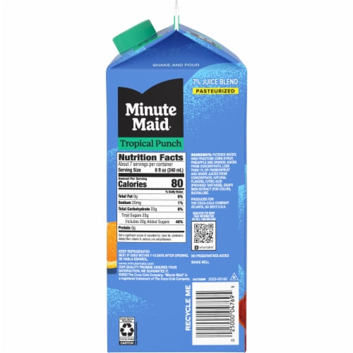 Minute Maid Tropical Punch Carton Perspective: left