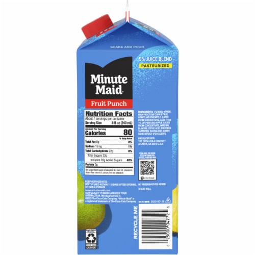 Minute Maid Fruit Punch Made With Real Fruit Juice Perspective: left