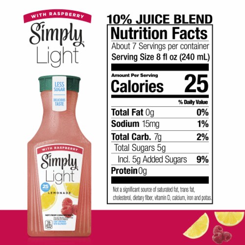 Simply Light Lemonade with Raspberry Juice Drink Perspective: left