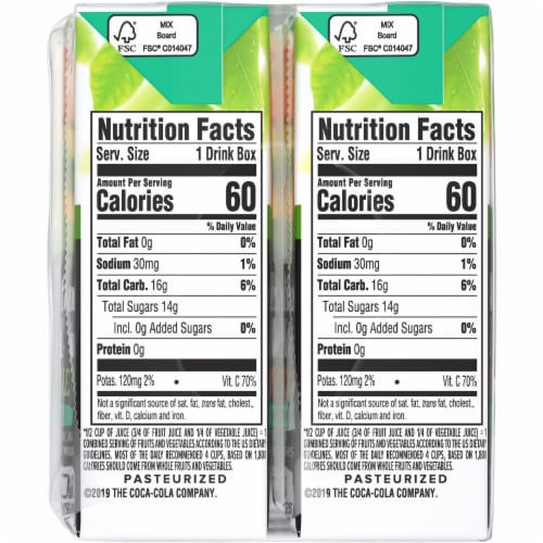 Minute Maid Fruit & Veggie Tropical Blend Juice Boxes Perspective: left
