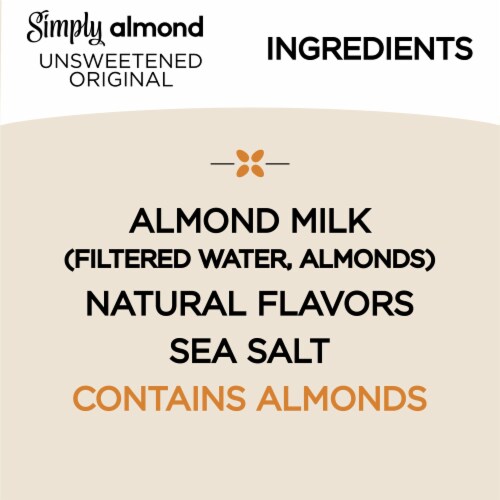 Simply Almond Unsweetened Original Vegan & Dairy-Free All Natural Milk Alternative Perspective: left