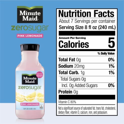 Minute Maid Zero Pink Lemonade No Sugar Added Perspective: left