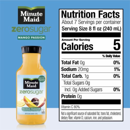 Minute Maid Zero Sugar Mango Passion Flavored Fruit Juice Drink Perspective: left