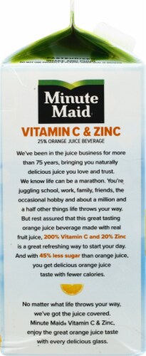 Minute Maid Vitamin C & Zinc Pulp Free Orange Juice Beverage Perspective: left