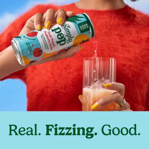 Simply POP Fruit Punch Prebiotic Soda Can Perspective: left