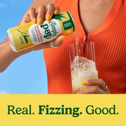 Simply POP Pineapple Mango Prebiotic Soda Can Perspective: left
