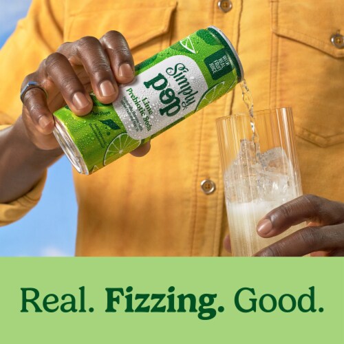 Simply POP Lime Prebiotic Soda Can Perspective: left
