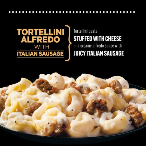 DEVOUR Tortellini Alfredo with Italian Sausage Frozen Meal Perspective: left