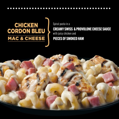 DEVOUR Chicken Cordon Bleu Mac & Cheese Frozen Meal, Box Perspective: left