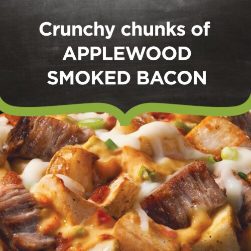 DEVOUR Loaded Cheesy Potatoes with Angus Beef & Smoked Bacon Frozen Meal, Box Perspective: left