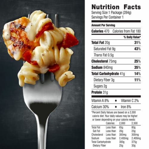 DEVOUR Creamy Bacon Alfredo Mac & Cheese with Chicken Frozen Meal Perspective: left