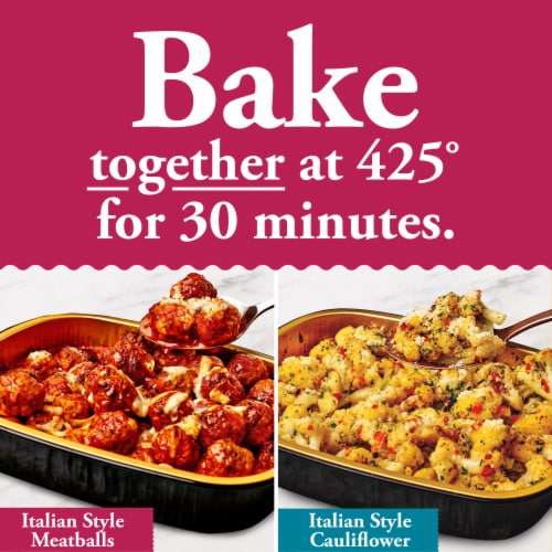 HomeBake 425°/:30 Italian Style Meatballs in Marinara Sauce Frozen Family Meal Main Dish Perspective: left