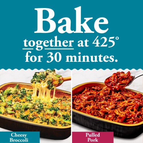 Home Bake 425°/:30 Cheesy Broccoli Frozen Family Meal Veggie Dish Perspective: left