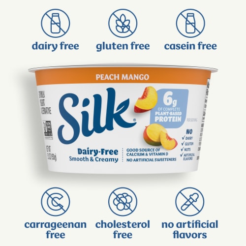 Silk Peach Mango Dairy Free Soy Milk Yogurt Cup Perspective: left