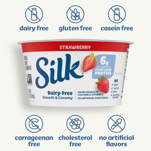 Silk Strawberry Dairy Free Soy Milk Yogurt Cup Perspective: left
