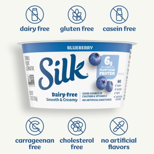 Silk Blueberry Dairy Free Soy Milk Yogurt Cup Perspective: left