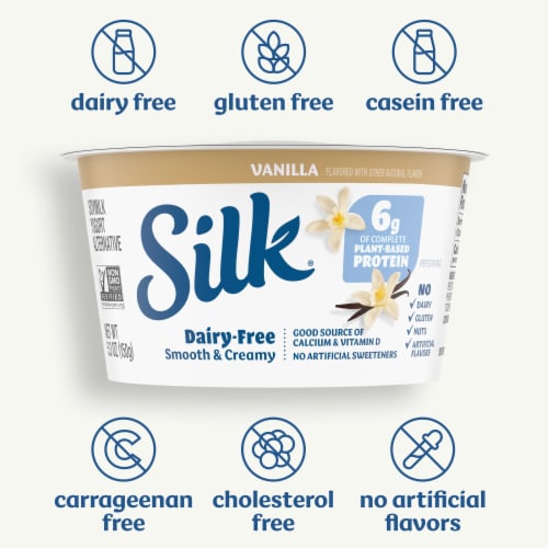 Silk Vanilla Dairy Free Soy Milk Yogurt Cup Perspective: left