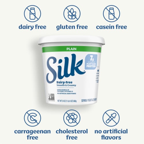 Silk Plain Dairy Free Soy Milk Yogurt Tub Perspective: left