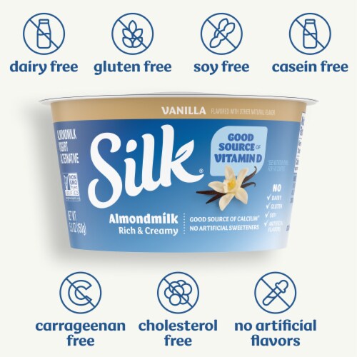 Silk Vanilla Dairy Free Almond Milk Yogurt Cup Perspective: left