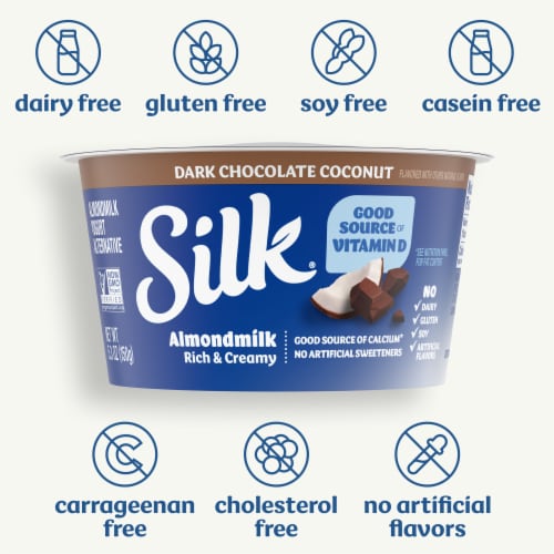 Silk Dark Chocolate Coconut Dairy Free Almond Milk Yogurt Cup Perspective: left