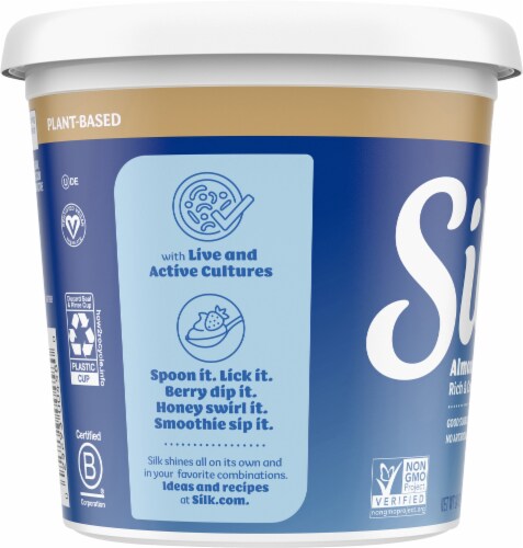 Silk® Dairy-Free Vanilla Almond Milk Yogurt Tub Perspective: left