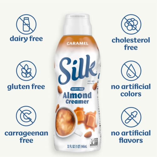 Silk Dairy Free Caramel Almond Coffee Creamer Perspective: left