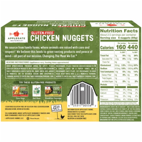 Applegate Natural Gluten-Free Frozen Chicken Nuggets Perspective: left