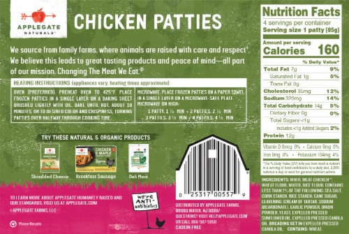 Applegate Natural Breaded Chicken Patties Perspective: left