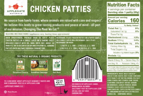 Applegate All Natural Frozen Breaded Chicken Patties Perspective: left
