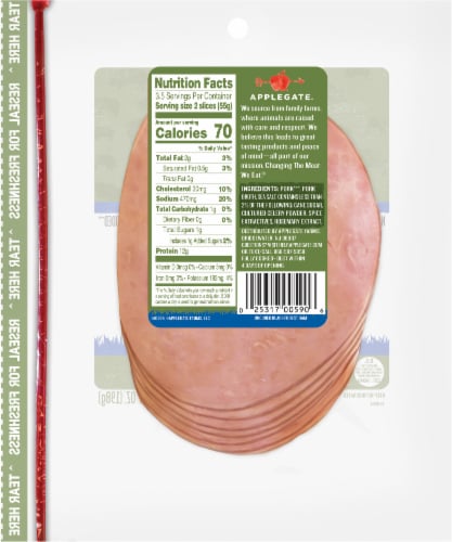 Applegate Natural Sliced Uncured Black Forest Ham Perspective: left