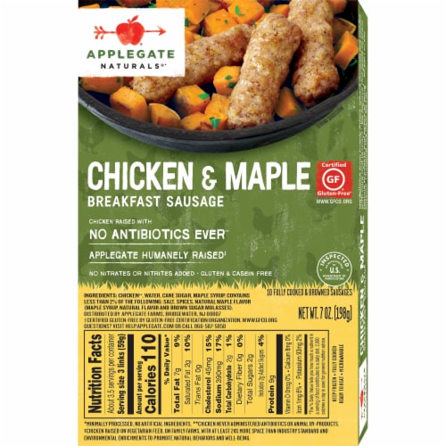 Applegate Natural Chicken & Maple Frozen Breakfast Sausage Perspective: left