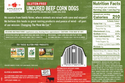 Applegate Natural Gluten-Free Uncured Beef Corn Dogs Perspective: left