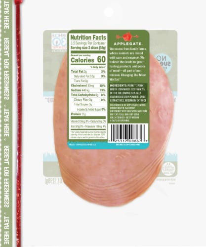 Applegate Natural No Sugar Slow Cooked Uncured Ham Perspective: left