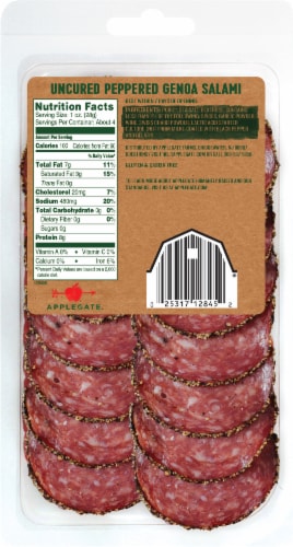 Applegate Natural Uncured Peppered Genoa Salami Perspective: left