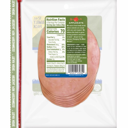 Applegate Natural Uncured Black Forest Ham Family Pack Perspective: left