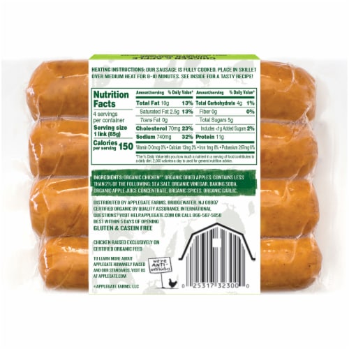 Applegate Organic Chicken & Apple Sausage, 12 oz - QFC
