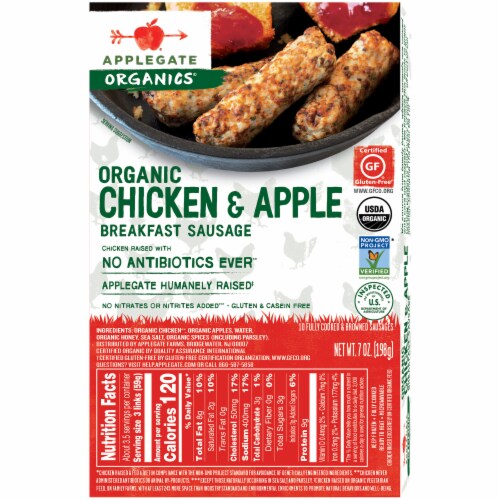 Applegate Organic Chicken & Apple Breakfast Sausage Perspective: left