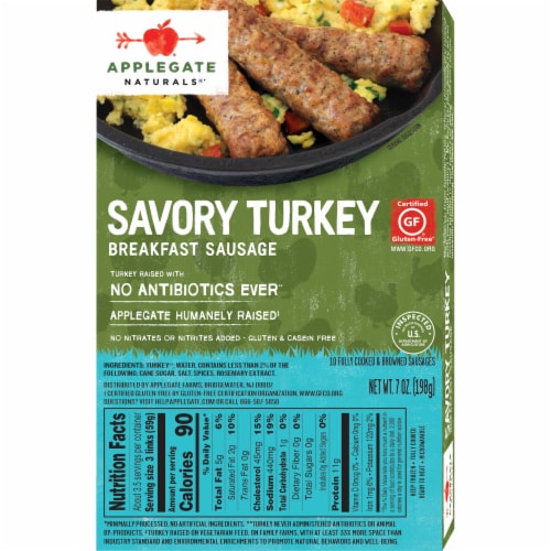 Applegate Natural Savory Turkey Breakfast Sausage Perspective: left