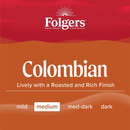 Folgers Colombian Coffee, Medium Roast, Keurig K-Cup Pods Perspective: left