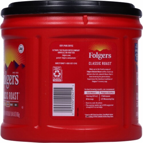 FOLGERS 30.5 OUNCE CAFFEINATED GROUND CLASSIC ROAST Perspective: left